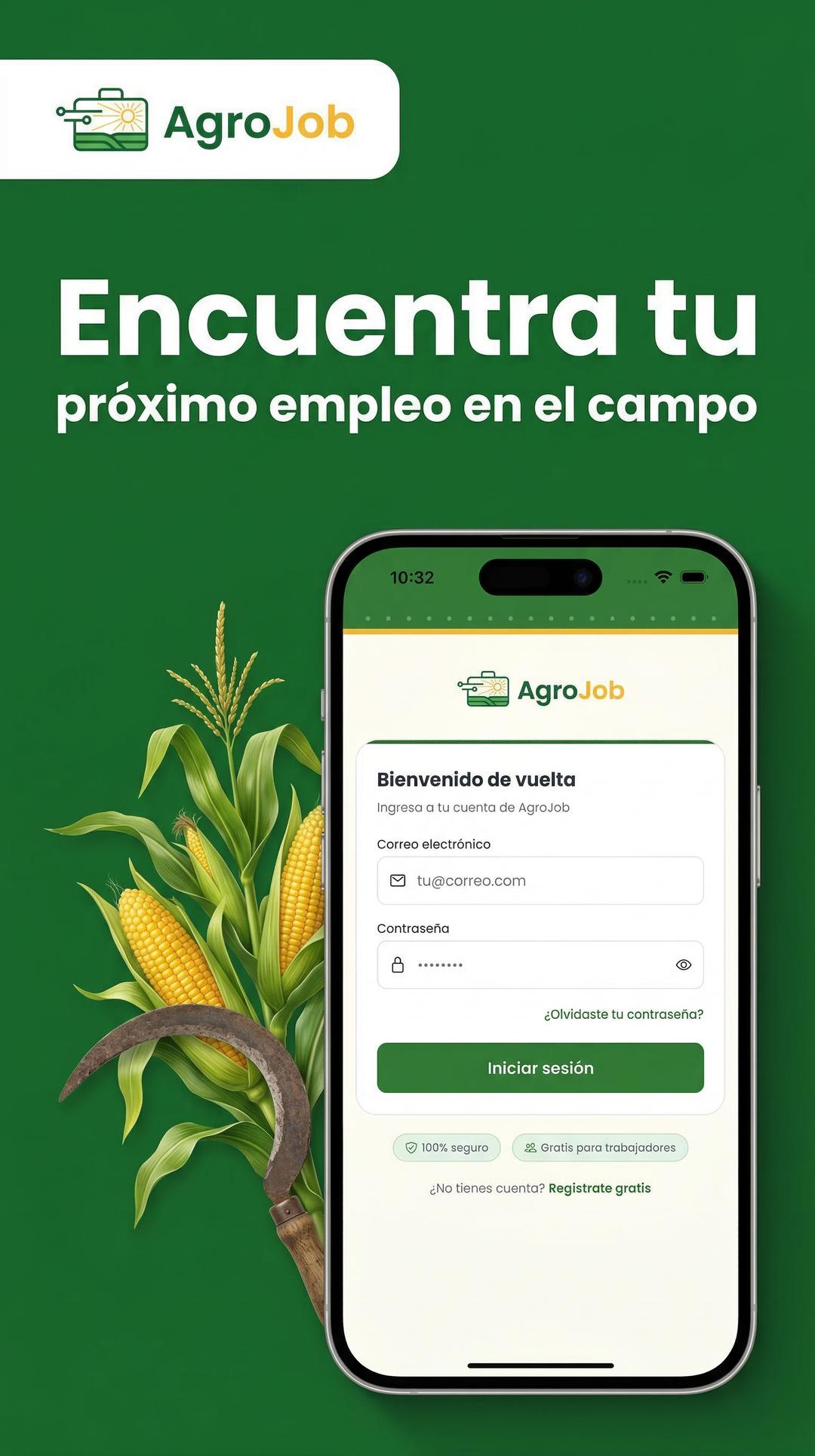 Pantalla de ofertas de trabajo en AgroJob