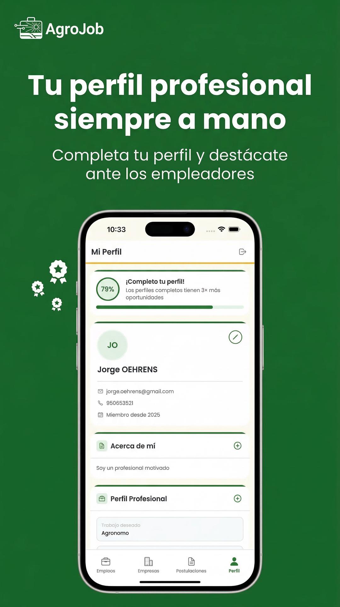 Pantalla de descarga de AgroJob en Google Play